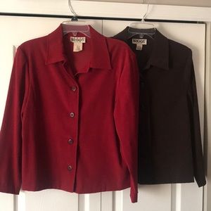 BUNDLE❗️LS Red & Brown Buttondown Top